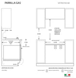 Parrilla a gas VETRO705.NE TECNOLAM.