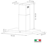 Campana Pared - TECNOLAM - FENIX.NE90 Negro, 90cm - 110V