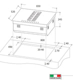 Parrilla de Inducción c/Campana - TECNOLAM - TIE83.NE Cristal Negro, 83cm - 220V
