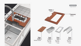 Kit para fregaderos Tramontina Accesorios en acero inoxidable, tablero de madera ahuecado 42x32 cm