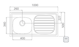 Tarja Basica de acero inoxidable de 100x50 cm