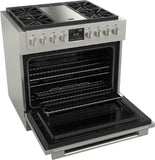 ESTUFA PROFESIONAL CON GRILL DUAL FUEL 36" F6PDF364GS1 FULGOR MILANO