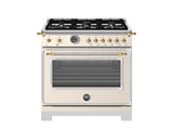 Estufa a Gas - BERTAZZONI - HER366BCFGMAG Serie Heritage, Crema/Oro 36"