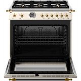 Estufa a Gas - BERTAZZONI - HER366BCFGMAG Serie Heritage, Crema/Oro 36"