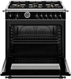 Estufa a Gas - BERTAZZONI - HER366BCFGMNET Serie Heritage, Negro Mate 36"