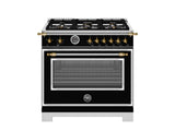 Estufa a Gas - BERTAZZONI - HER366BCFGMNG Serie Heritage, Negro/Oro 36"