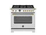 Estufa a Gas - BERTAZZONI - HER366BCFGMXG Serie Heritage, Acero Inoxidable/Oro 36"