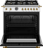 Estufa a Gas - BERTAZZONI - HER366BCFGMXG Serie Heritage, Acero Inoxidable/Oro 36"