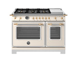 Estufa a Gas - BERTAZZONI - HER486BTFGMAG Serie Heritage, Crema/Oro 48"