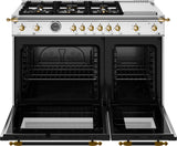 Estufa a Gas - BERTAZZONI - HER486BTFGMXG Serie Heritage, Acero Inoxidable/Oro 48"